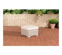 Tabouret bas Repose-pieds Madeira Bilbao en polyrotin , Blanc perle/Blanc crème Blanc perle
