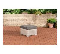 Tabouret bas Repose-pieds Madeira Bilbao en polyrotin , Blanc perle/Gris fonte Blanc perle G