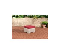 Tabouret bas Repose-pieds Madeira Bilbao en polyrotin , Blanc perle/Rouge ru lanc perle G