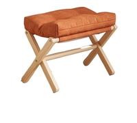 Tabouret Bas Repose-Pieds Pliable en Bambou avec Coussin Moelleux - Portable for Le Bureau et la Maison, Design Compact, mobilier pour la Maison(Orange)
