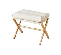 Tabouret Bas Repose-Pieds Pliable en Bambou avec Coussin Moelleux - Portable for Le Bureau et la Maison, Design Compact, mobilier pour la Maison(White)