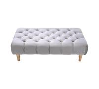 Tabouret Bas Repose-Pieds rectangulaire Gris Clair Vintage capitonné pour la Maison