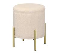 Tabouret Bas Repose-Pieds Rond Pliable et rembourré avec Pieds en métal siège de Rangement for Salon Chambre à Coucher pour la Maison(Beige)