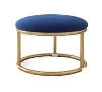 Tabouret bas robuste bleu avec coussins - Banc de canapé polyvalent pour salon, chambre à coucher et entrée - Cadre en métal pour plus de confort et de style