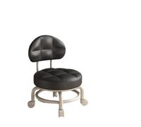 Tabouret Bas Rond à roulettes, pivotant à 360°, avec Dossier, for Cuisine, Salon de Coiffure, bibliothèque, Salon, Garage, for la Maison, Le Fitness et Le Sport(Black)