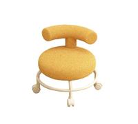 Tabouret Bas Roulant Petit Tabouret Bas à roulettes avec Dossier for Enfants, chaises de Salle Manger Rondes, Salon, Table Langer, Meubles Maison(Yellow 1)