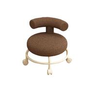 Tabouret Bas Roulant Petit Tabouret Bas à roulettes avec Dossier for Enfants, chaises de Salle Manger Rondes, Salon, Table Langer, Meubles Maison(Brown 1)