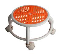 Tabouret Bas Roulant Rond, Confortable, Roue Universelle, Mini Tabouret Mobile, capacité de Poids élevée pour la Maison (Orange)