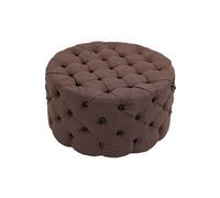 Tabouret bas Style Chesterfield Drancy en Tissu , Marron/XL