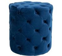 Tabouret bas Style Chesterfield Drancy en Velours , Bleu/M Bleu G
