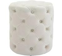 CLP Trading GmbH Tabouret rond Drancy en velours rembourré, boutons, style Chesterfield, crème M