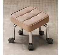Tabouret bas sur roulettes de forme carrée, tabouret court avec siège roulant, avec roulettes pivotantes universelles, petits tabourets bas en cuir, sièges de garage rembourrés sur roulettes