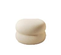 Tabouret Bas Tabouret de ménage crémeux Siège Maquillage for Filles Chaise vanité Chambre Pouf en Laine d'agneau Doux Rond manucure Minimaliste pour Maison(35x22CM White)