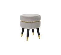Tabouret bas Velours Gris et doré 35 x 40,5 cm