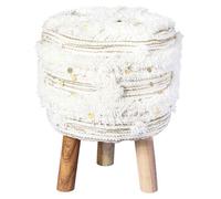 Tabouret Bohème Fait à la Main "Bohist IV" 50cm Crème & Kaki