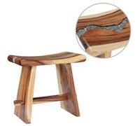 Tabouret Bois de Suar solide et polyrésine Bois naturel G