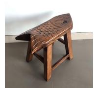 Tabouret Bois Massif Forme Poisson, Marche Pied Bois 40/46/55 Cm Banc Bout De Lit, Repose-Pieds pour Banc Salle A Manger Salle De Bain Cuisine, Tabouret Bas Entrée Salon(Brown,46*18*30 cm)
