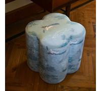 Tabouret Bois Massif, Tabouret Rond Brodé, Pouf Style Chinois, Siège Coiffeuse Élégant, Tabouret Bas Vintage, Décoration Maison Luxe, Assise Confortable