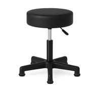 Waytex Tabouret pivotant sans roulettes - Hauteur réglable 44-58 cm - Pieds Fixes - Assise Confortable Simili Cuir Noir - Stable pour Accueil et Poste de Travail