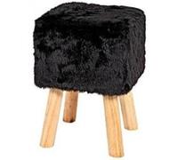 HAKU Möbel Tabouret Noir, Bois Massif, recouvrement Tissu - Dim.: L 30 cm x H 45 cm x P 30 cm, Style: Glam