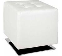 HAKU Tabouret chromé blanc – Tissu synthétique aspect cuir, métal – L40xH42xP40 cm – Moderne