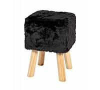 HAKU Möbel Tabouret Noir, Bois Massif, recouvrement Tissu - Dim.: L 30 cm x H 45 cm x P 30 cm, Style: Glam