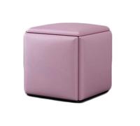 Tabouret carré multifonction en cuir pour économiser de l'espace et repose-pieds avec siège rembourré pour le salon, solution de rangement en violet et rose, parfait pour les combinaisons