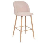 Atmosphera – Chaise de bar Celeste – Velours côtelé – Pieds métal imitation chêne