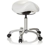 HJH Office – Tabouret de travail Ortho Sit 702311 – Similicuir blanc, ergonomique, réglable