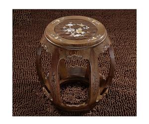 Tabouret chinois rond, repose-pieds en séquoia incrusté de coquillages, ottoman pour Guzheng, banc de piano, siège de table basse