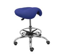 Tabouret Clinique Ergonomique Et Pivotant Avec Siège Anatomique Réglable En Hauteur (Anneau De Repose-Pieds Chromé Inclus). Siège Bleu