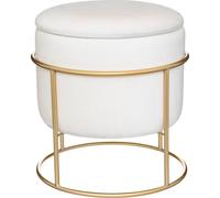 Tabouret Coffre de rangement "Eliane" - velours et métal - ivoire - Atmosphera créateur d'intérieur