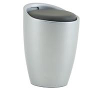 IDIMEX Tabouret Daniel Pouf Rond Coffre de Rangement Panier à Linge siège avec Assise rembourrée, Structure en Plastique Gris et revêtement synthétique Gris