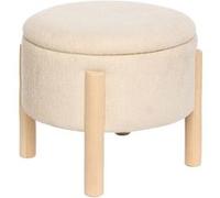 Atmosphera - Tabouret Coffre elki Blanc 45,5x37x45,5cm