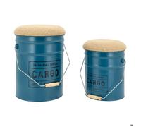 Tabouret/coffre en métal Cargo bleu