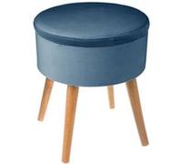 Atmosphera - Tabouret Coffre Tess Bleu en Velours