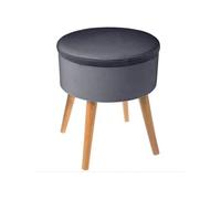 Atmosphera Tabouret coffre TESS – velours gris – Gris G