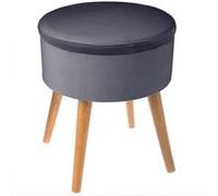 Tabouret / Coffre en velours gris gamme TESS Gris G