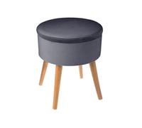 Atmosphera - Tabouret coffre en velours Tess - H. 44 cm - Gris trend - Tess Gris G