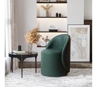 Tabouret cosmétique avec base pivotante à 360 °, rembourrage en cuir, tabouret ottoman rond pour chambre à coucher, salon, entrée, bureau, petits espaces
