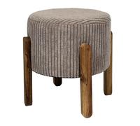 Tabouret Côtelé Rond "Scott" 35cm Taupe