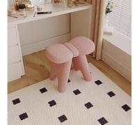 Tabouret créatif en forme de papillon, tabouret de coiffeuse tapissé, tabouret repose-pieds en bois massif pour chambre à coucher et salon, chaise de maquillage, revêtement en laine d'agneau, design