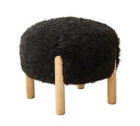 Tabouret Créatif, Repose-Pieds en Tissu Bouclette, Léger Petit Marchepied pour Entrée Salon Chambre Maison(Black)