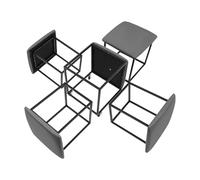 Tabouret cube 5 en 1 - 46 x 46 x 48 cm - 75 kg - Avec 4 roues universelles - Bonne utilisation de l'espace - Empilable - Pour salon, chambre à coucher, bureau - Gris