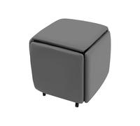 Tabouret cube 5 en 1 - 46 x 46 x 48 cm - Multifonction - Tabouret de canapé empilable - Avec 4 roues universelles - Bonne utilisation de l'espace - Chaise pour salon, chambre à coucher, bureau - Gris