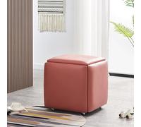 Tabouret cube 5 en 1 - Ottomane pliable empilable avec roulettes - Ensemble de meubles polyvalents de salon et de salle à manger avec siège en cuir synthétique 35 x 35 x 35 cm