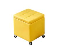 Tabouret Cube avec Espace De Rangement Matière en Cuir Petit Pouf Coffre De Rangement Repose-Pied Coffre À Jouet Salon Chambre(Yellow,47.2" x 15.7" x 18.1")