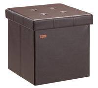 Tabouret cube avec espace de rangement Pouf 38x38x38cm Coffre de rangement en similicuir 40L Repose-pied siège brun