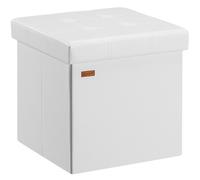 Casaria® Tabouret Cube avec Espace de Rangement Blanc Petit Pouf Pliable 38 x 38 x 38 cm Coffre de Rangement Repose-Pied Coffre à Jouet Salon Chambre