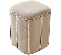 Tabouret cube élégant en velours pour salon et entrée Bleu et beige Compact 32 x 32 x 45 cm et 32 x 32 x 37 cm